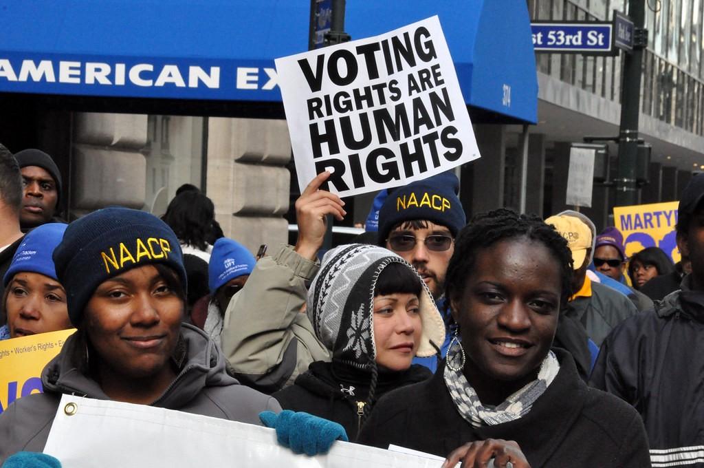 Protesters at the December 10 march for voting rights