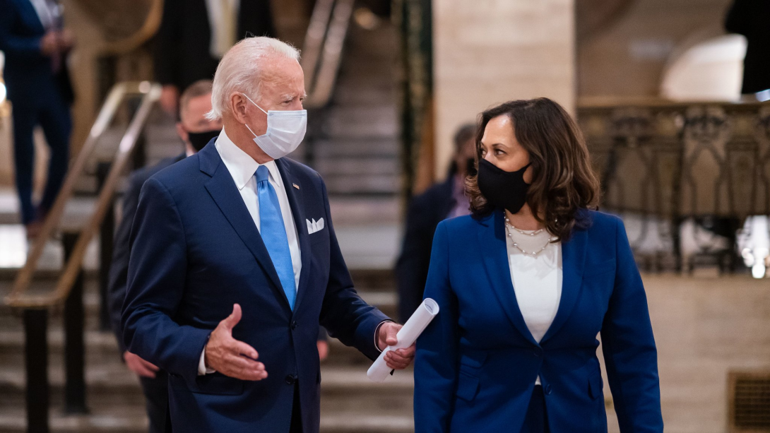 President Joe Biden and Vice President Kamala Harris speaking